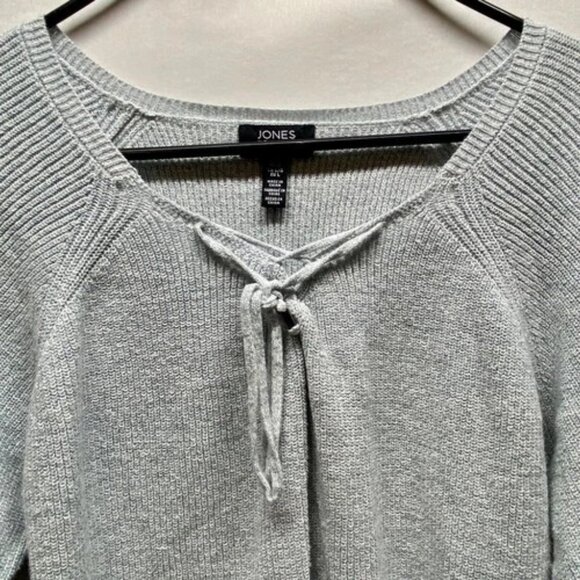 Jones New York Signature Knit Sweater Women’s Large Light Blue Lace Up Front EUC - Picture 2 of 9